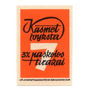Lithuanian Matchbox Labels - State Savings Bank