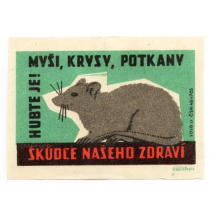 Czechoslovak Insects Matchbox Labels - Rodents transmit diseases